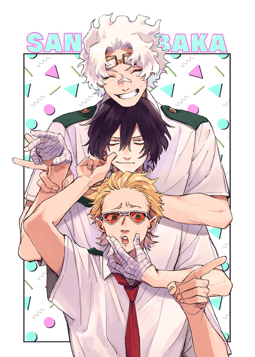 eraser head, present mic, and loud cloud (boku no hero academia) drawn by rnuyvm