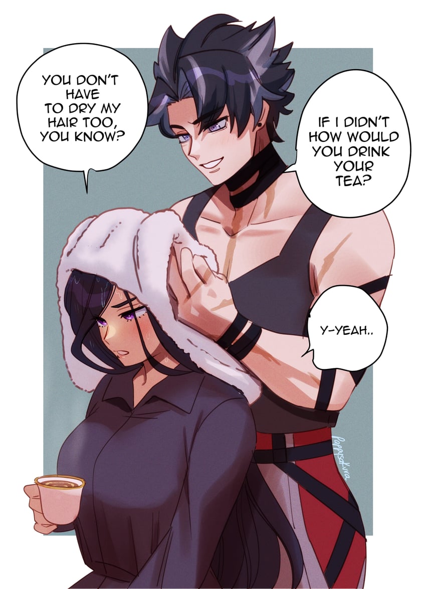 clorinde and wriothesley (genshin impact) drawn by saku_(ladyfubuki)