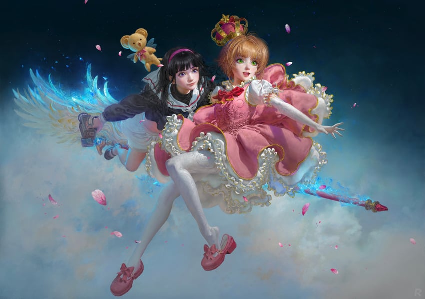 kinomoto sakura and daidouji tomoyo (cardcaptor sakura) drawn by ruanjia
