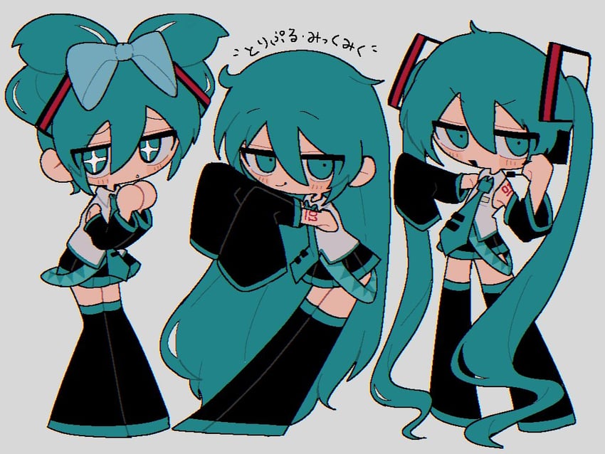 hatsune miku and cinnamiku (vocaloid) drawn by shiba_inu_(j1piwzrj8xdzywk)