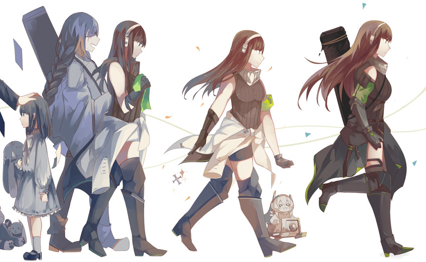 m16a1, m4a1, dinergate, m4 sopmod ii jr, and lunasia (girls' frontline) drawn by akino_1713