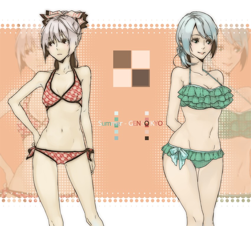 fujiwara no mokou and kamishirasawa keine (touhou) drawn by shio43