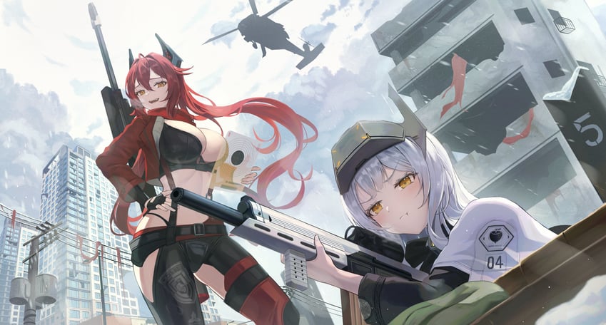 red hood and snow white (goddess of victory: nikke) drawn by hyonee