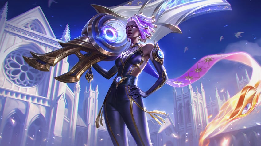 senna, prestige lunar eclipse senna, and lunar eclipse senna (league of legends) drawn by jyurtsev