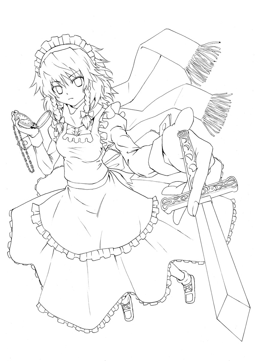 izayoi sakuya (touhou) drawn by kabaji