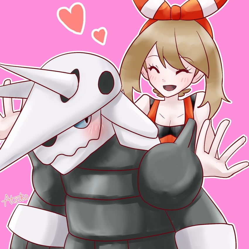 may and aggron (pokemon and 1 more) drawn by mienai_(you_cant_see)