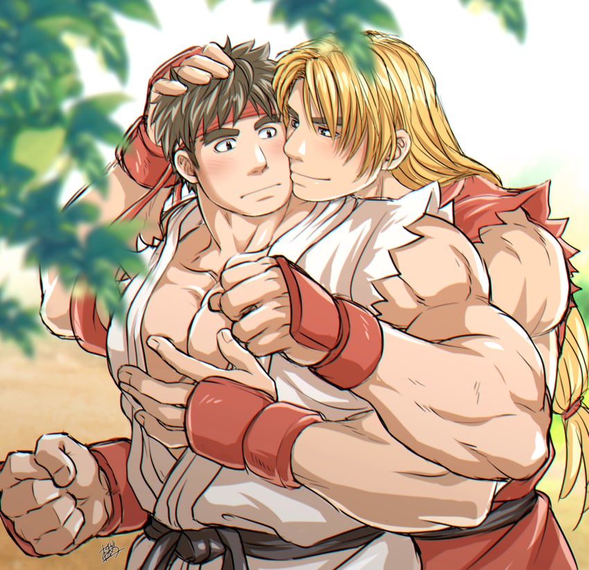 ryu and ken masters (street fighter and 1 more) drawn by sunfight0201