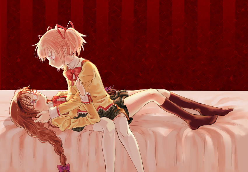 akemi homura and kaname madoka (mahou shoujo madoka magica) drawn by no+bi=