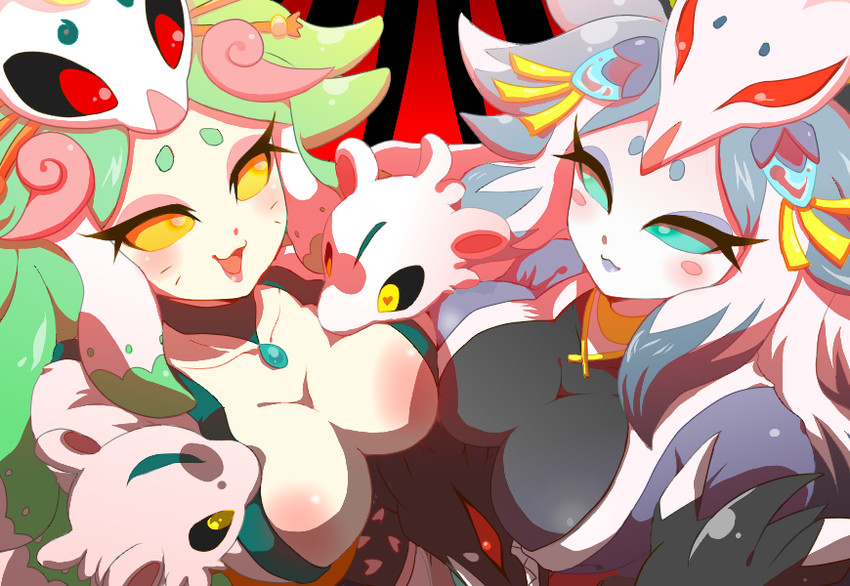 hakubishin tamazusa and youko dakki (inazuma eleven go and 2 more) drawn by kyuuseisuruze