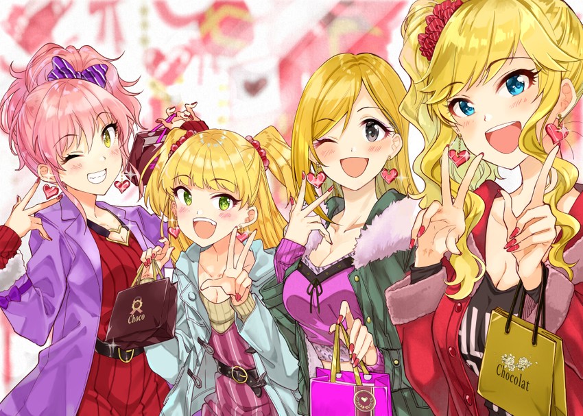jougasaki mika, jougasaki rika, ohtsuki yui, and fujimoto rina (idolmaster and 1 more) drawn by miyabi_akino