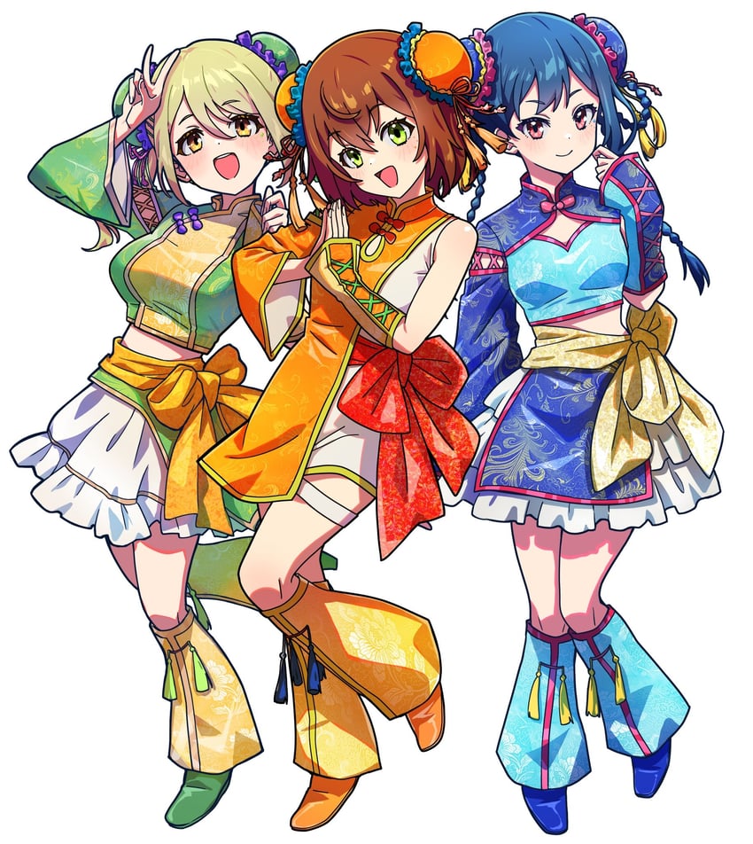 hidaka reina, shinonome kazune, and kayano futaba (denonbu) drawn by wanowanoji67