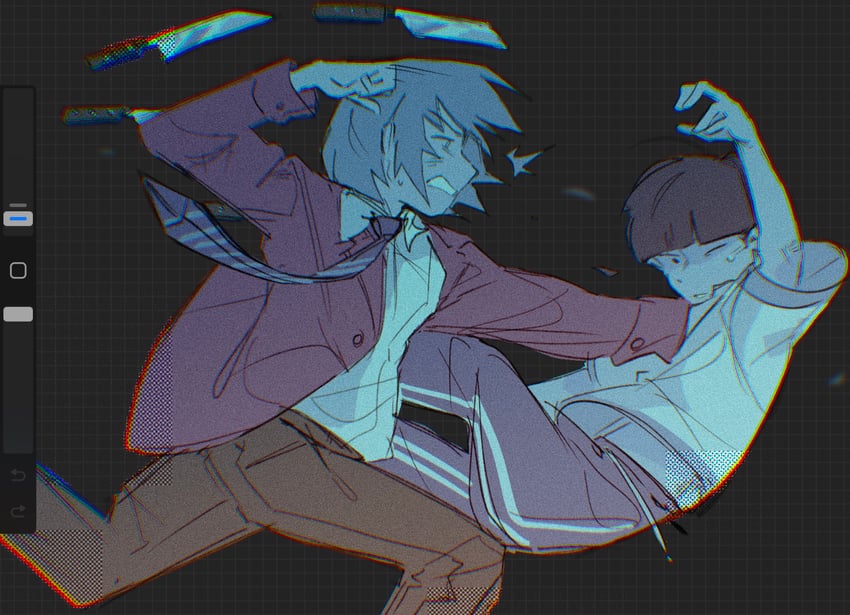 kageyama shigeo and hanazawa teruki (mob psycho 100) drawn by mp100days