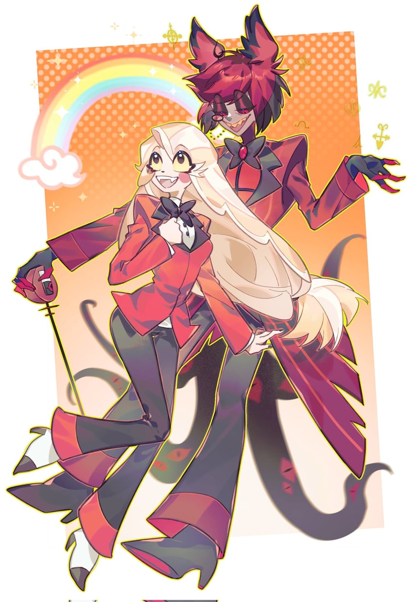 charlie morningstar and alastor (hazbin hotel) drawn by zirantudou