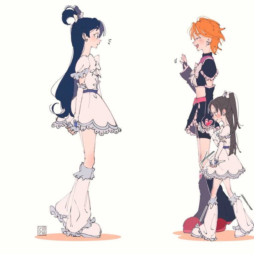 misumi nagisa, yukishiro honoka, cure black, and cure white (precure and 1 more) drawn by aoi_tete