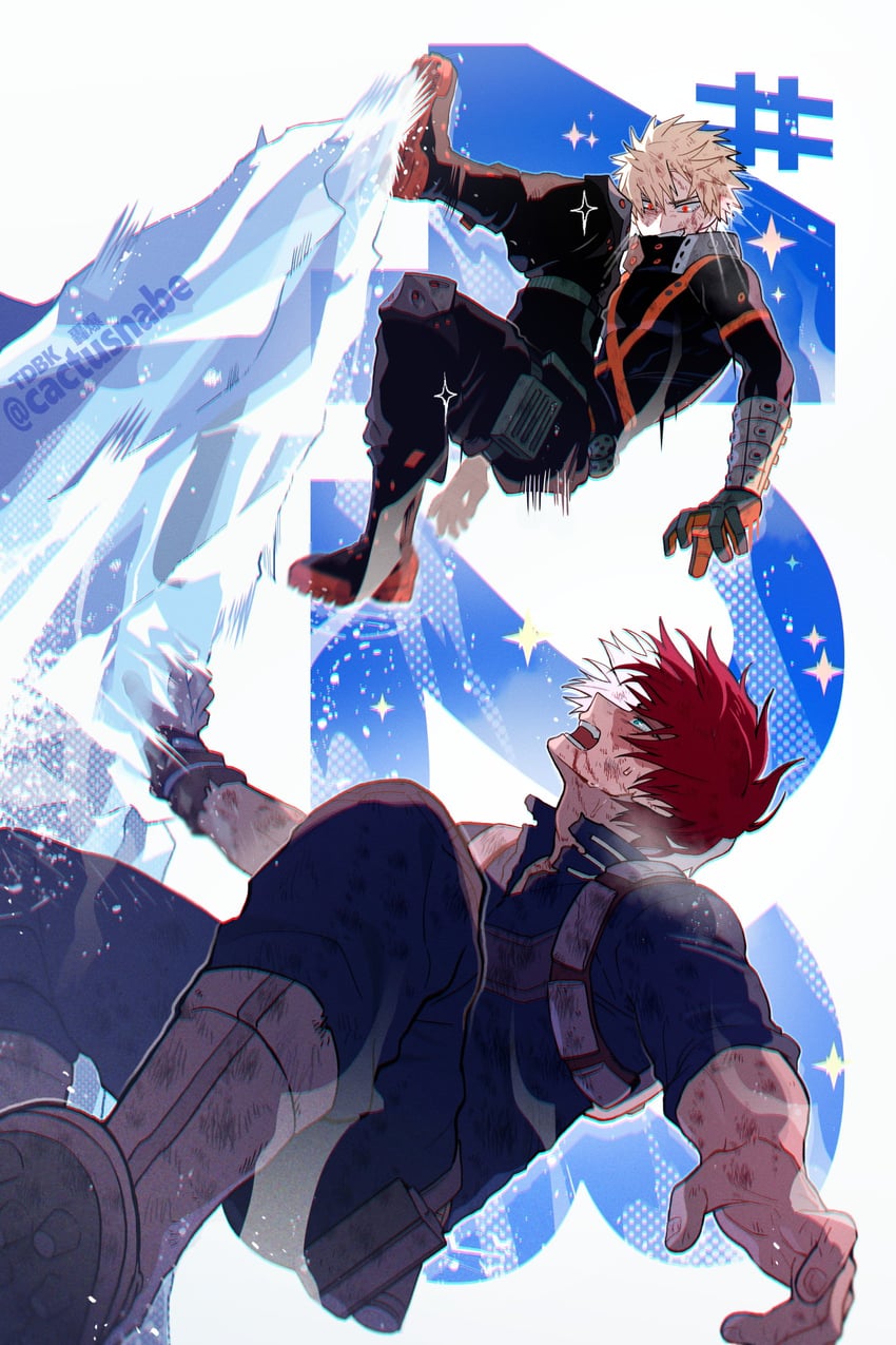 bakugou katsuki and todoroki shoto (boku no hero academia) drawn by cactusnabe