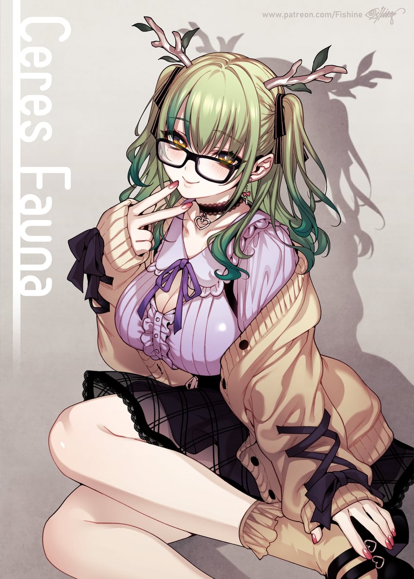 ceres fauna (hololive and 1 more) drawn by fishine