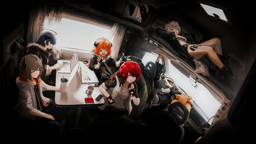 texas, lappland, exusiai, mostima, sora, and 3 more (arknights) drawn by runamonet