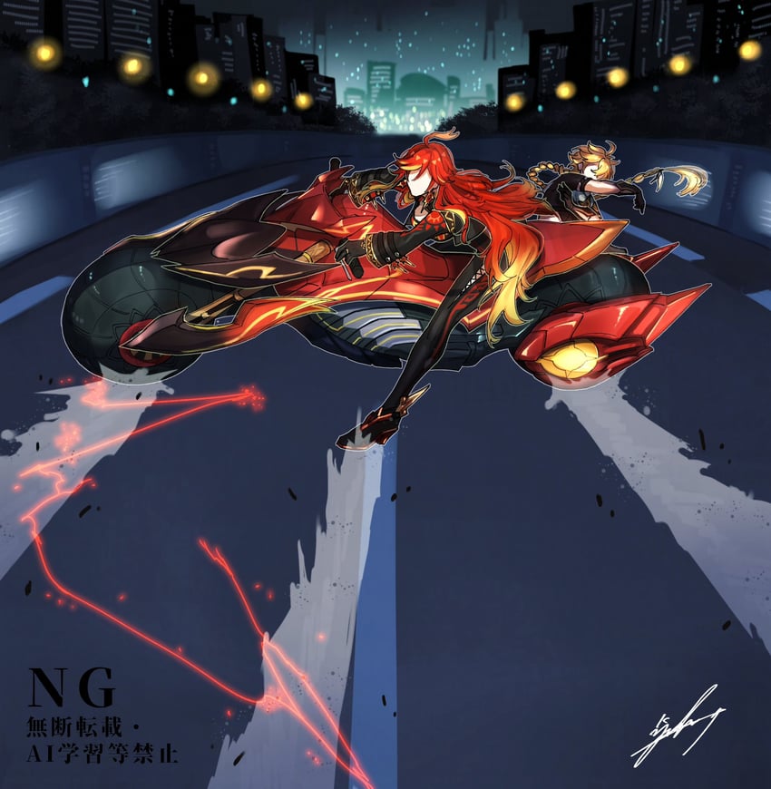 aether and mavuika (genshin impact and 1 more) drawn by yuka_(pixiv38407039)