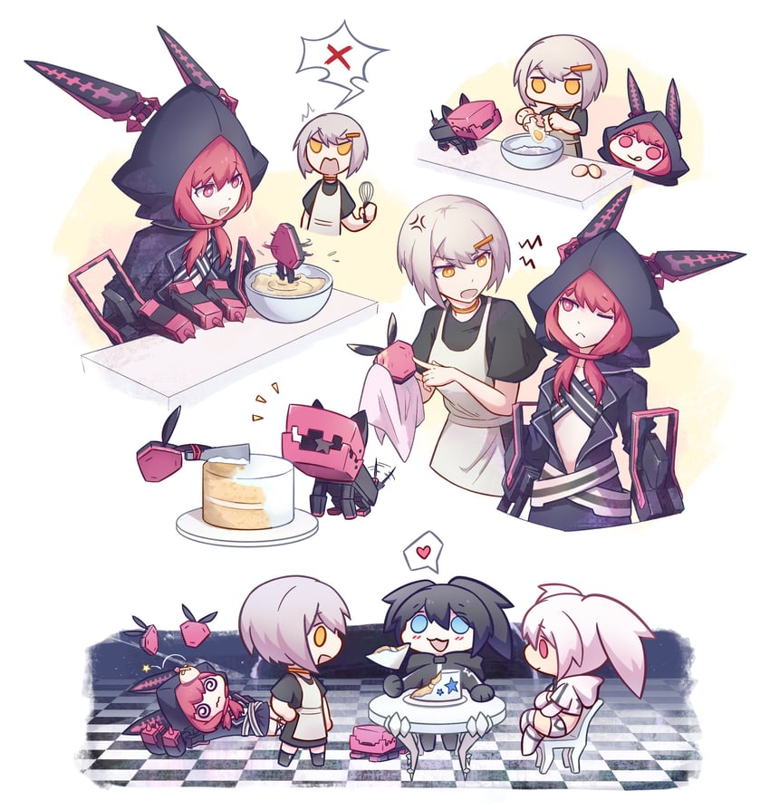 black rock shooter, white rock shooter, stella, nafhe, and nana (black rock shooter) drawn by mehyuew39
