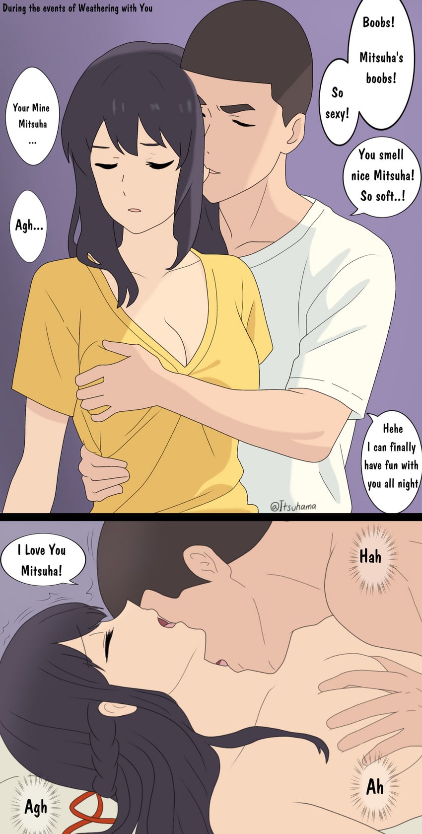 miyamizu mitsuha and teshigawara katsuhiko (kimi no na wa.) drawn by itsuhamaart