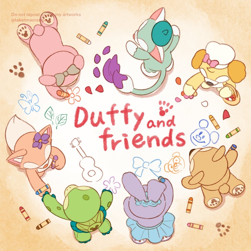 duffy the disney bear, shelliemay, stellalou, gelatoni, cookieann, and 2 more (disneyland and 1 more) drawn by takatmaorange