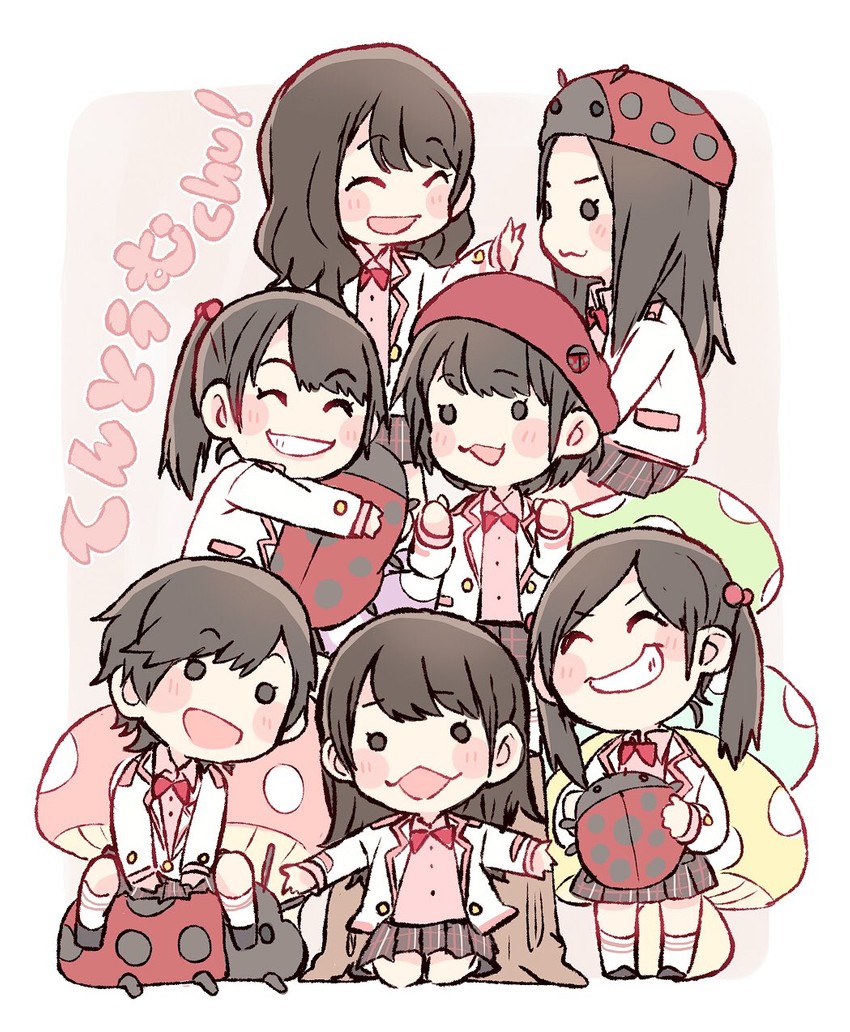 okada nana, kojima mako, shibuya nagisa, tomonaga mio, nishino miki, and 2 more (real life and 4 more) drawn by taneda_yuuta