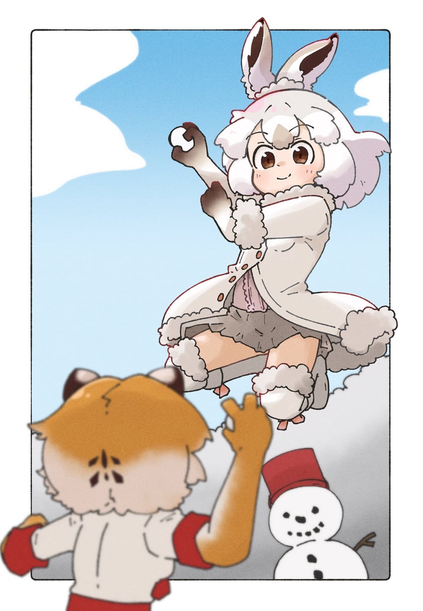 tiger and mountain hare (kemono friends) drawn by sorairo_meronpan
