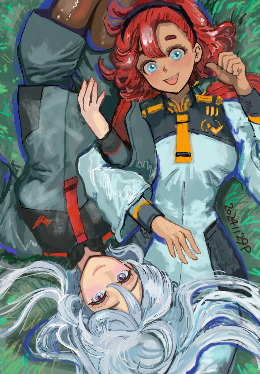 suletta mercury and miorine rembran (gundam and 1 more) drawn by okrdisk2000
