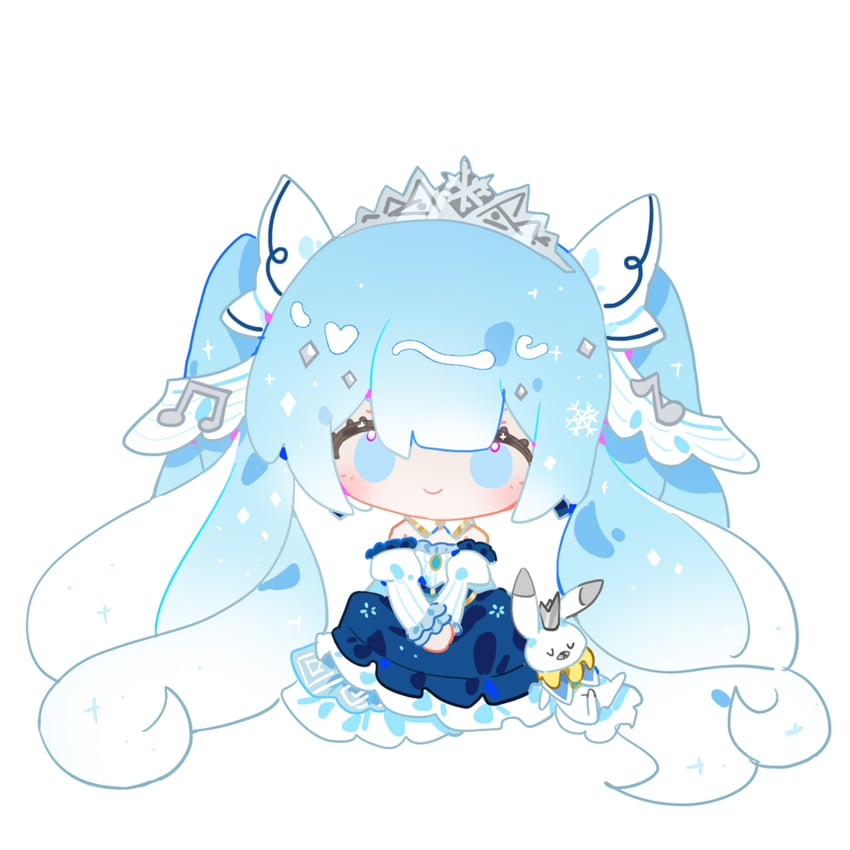 hatsune miku, yuki miku, and rabbit yukine (vocaloid) drawn by indai_(3330425)