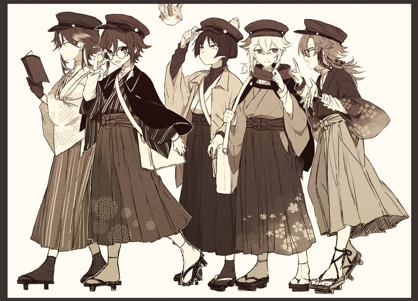 scaramouche, wanderer, venti, xiao, kaedehara kazuha, and 1 more (genshin impact) drawn by ryu_genshin77