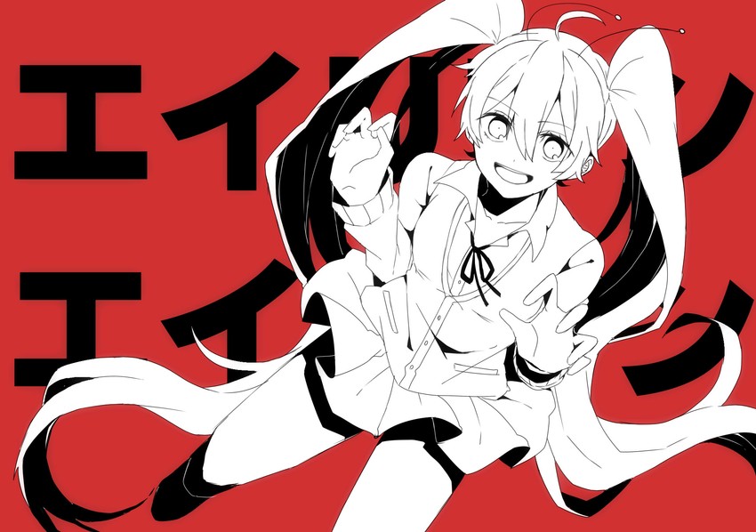 hatsune miku (vocaloid and 1 more) drawn by eiku