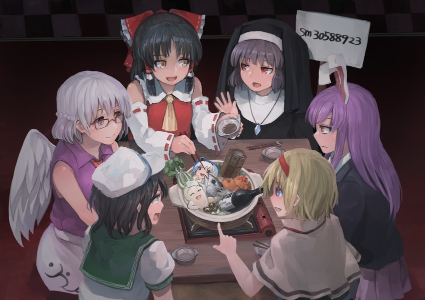 hakurei reimu, konpaku youmu, alice margatroid, reisen udongein inaba, nazrin, and 10 more (touhou and 2 more) drawn by ichiba_youichi
