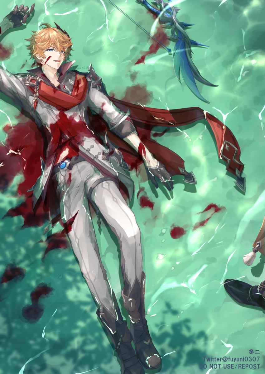 zhongli and tartaglia (genshin impact) drawn by fuyuni0307