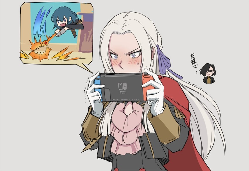 female byleth, edelgard von hresvelg, and hubert von vestra (fire emblem and 2 more) drawn by mikoyan