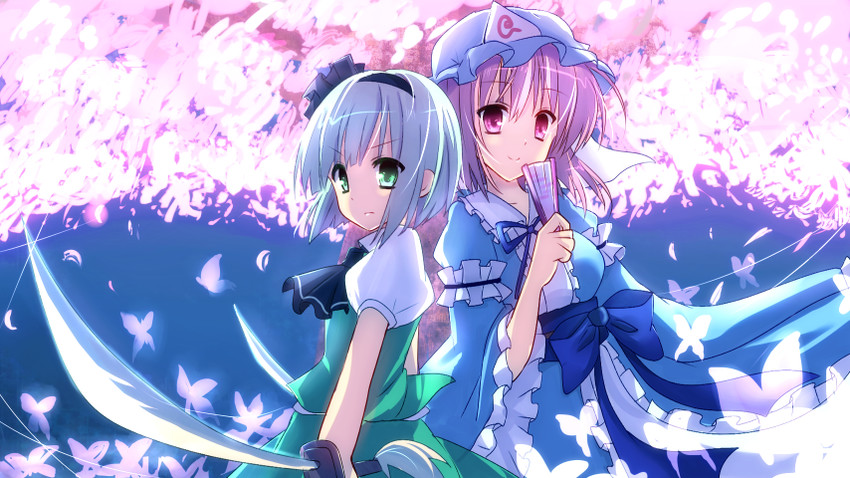 konpaku youmu and saigyouji yuyuko (touhou) drawn by kuze_matsuri