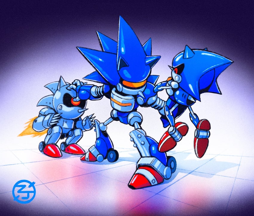 metal sonic, mecha sonic mkii, and mecha sonic mki (sonic and 4 more) drawn by the_congressman