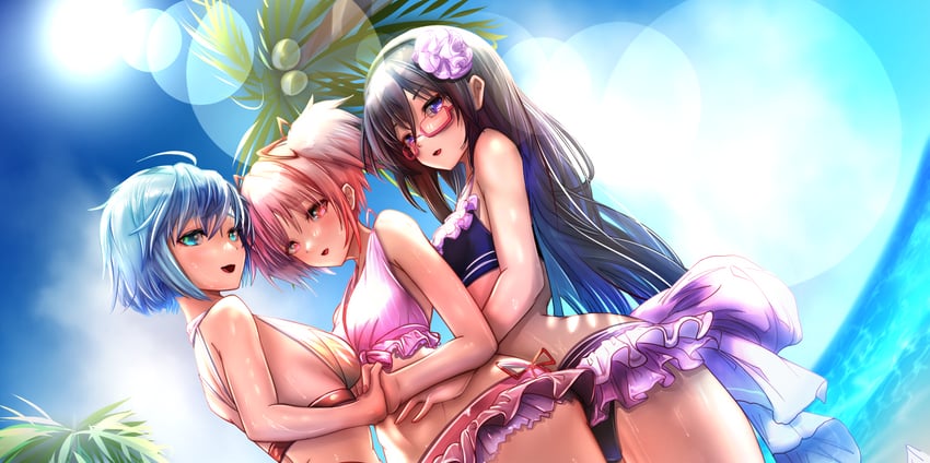 akemi homura, kaname madoka, and miki sayaka (mahou shoujo madoka magica and 1 more) drawn by miyakura_haruto