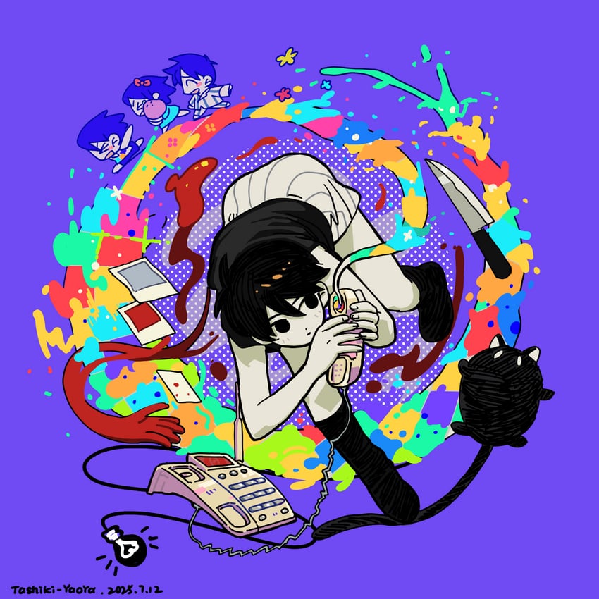 omori, aubrey, kel, hero, and mewo (omori) drawn by ba_wu90665