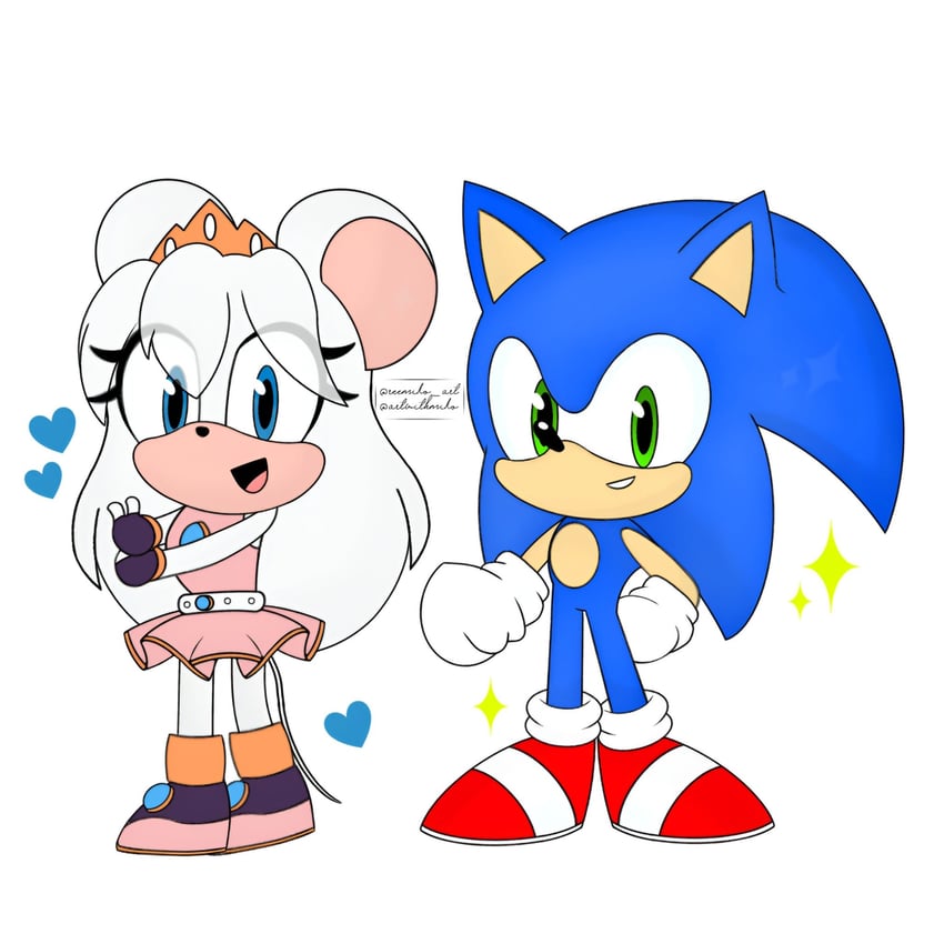 sonic the hedgehog and chloe the mouse (original and 1 more) drawn by artwithmiko