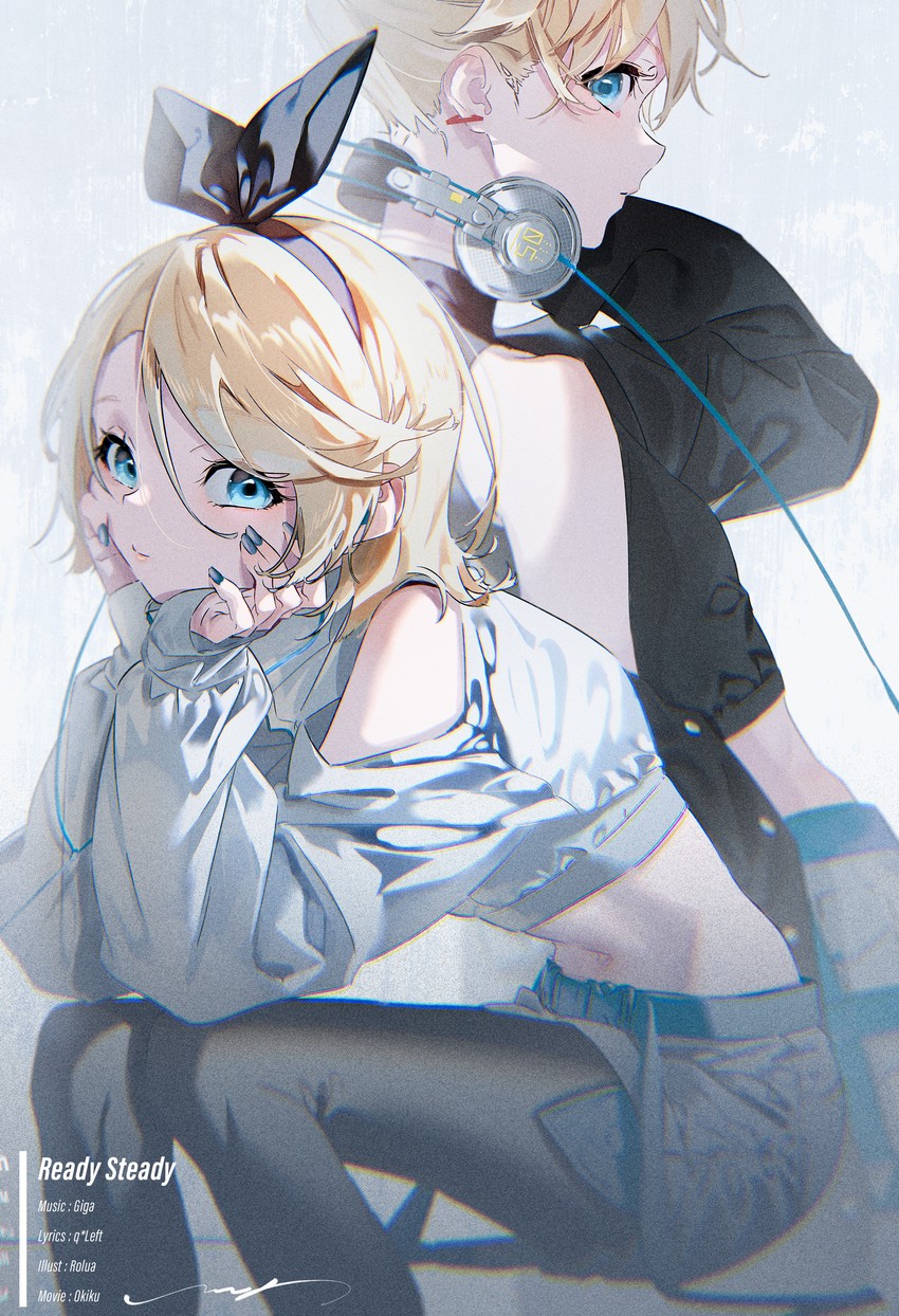 kagamine rin and kagamine len (vocaloid and 1 more) drawn by rolua