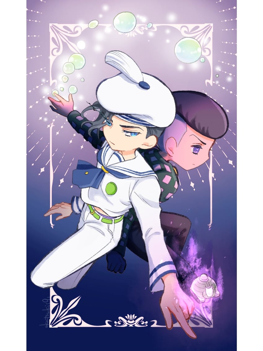 kira yoshikage, kujo josefumi, and sheer heart attack (jojo no kimyou na bouken and 1 more) drawn by akatsuki19