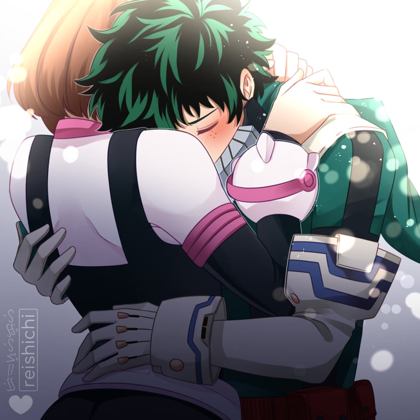 midoriya izuku and uraraka ochaco (boku no hero academia) drawn by reishichi
