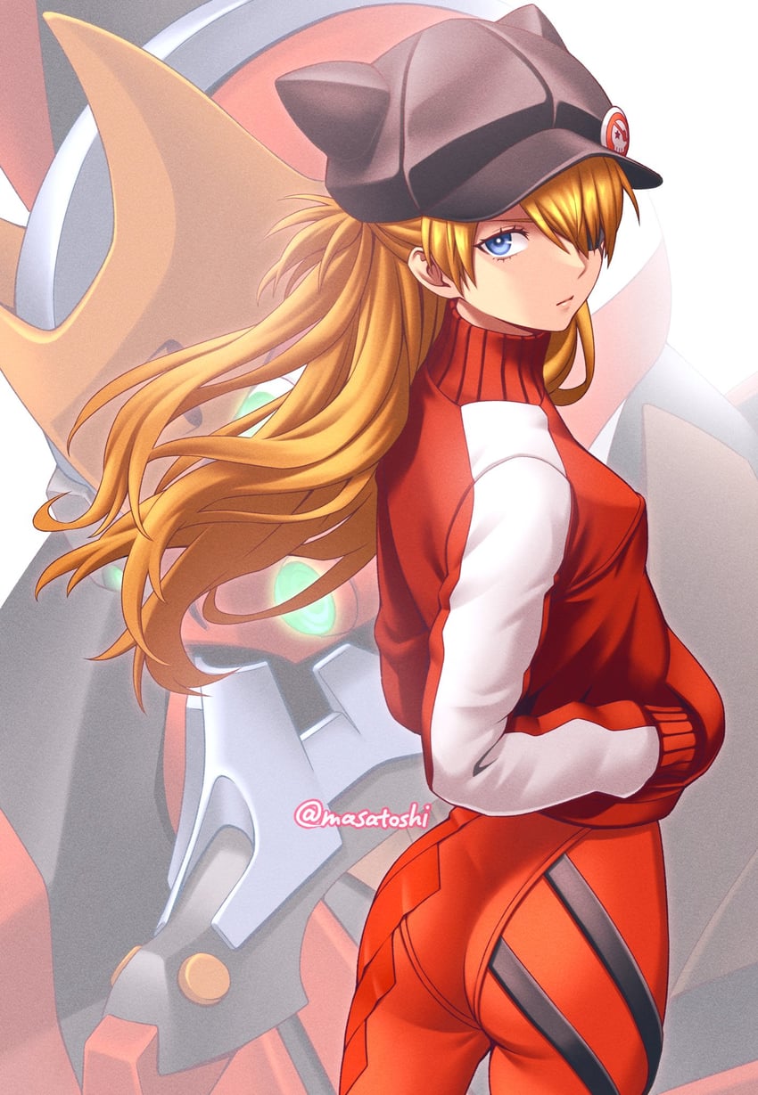 souryuu asuka langley and eva 02 (neon genesis evangelion and 2 more) drawn by masatoshi_1219