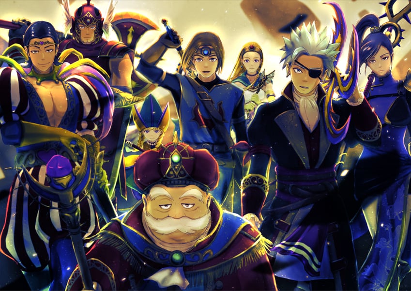 hero, martina, camus, veronica, senya, and 5 more (dragon quest and 1 more) drawn by popon_(user_eaem5325)