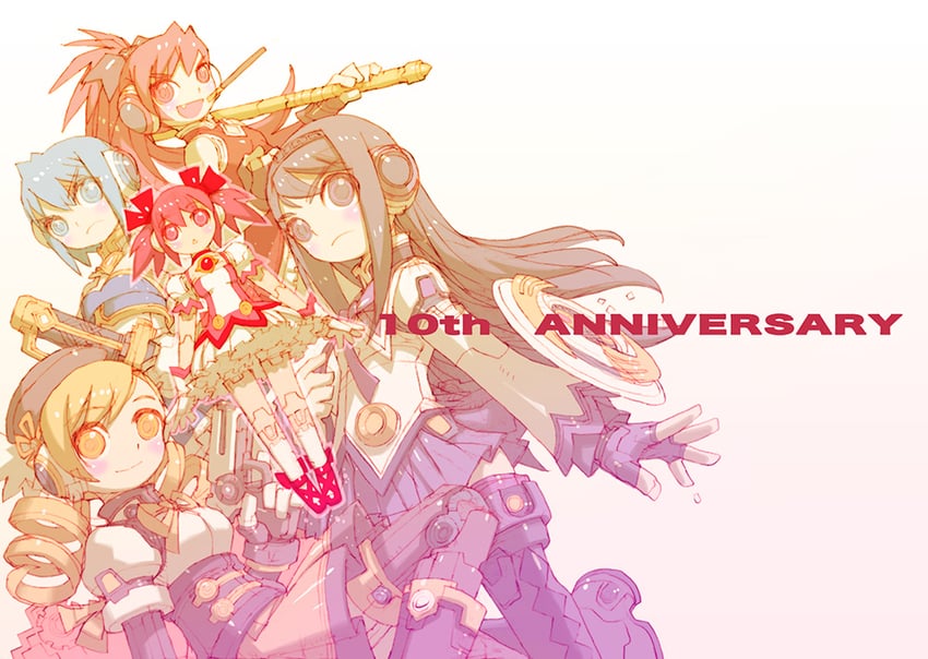 akemi homura, kaname madoka, miki sayaka, sakura kyoko, and tomoe mami (mahou shoujo madoka magica) drawn by nakayama_tooru