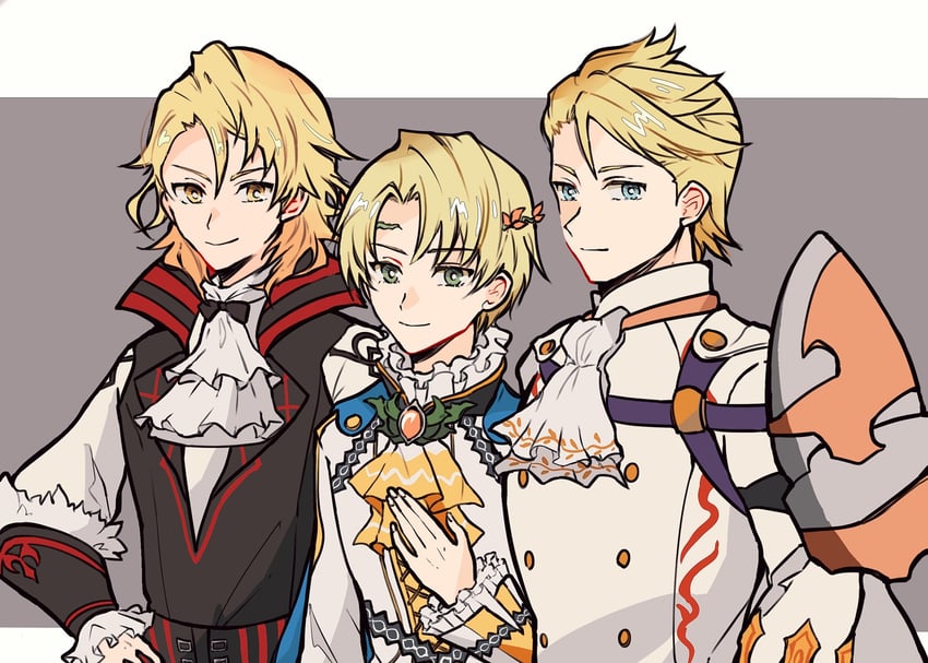 alfred, bunet, and amber (fire emblem and 1 more) drawn by oda32t