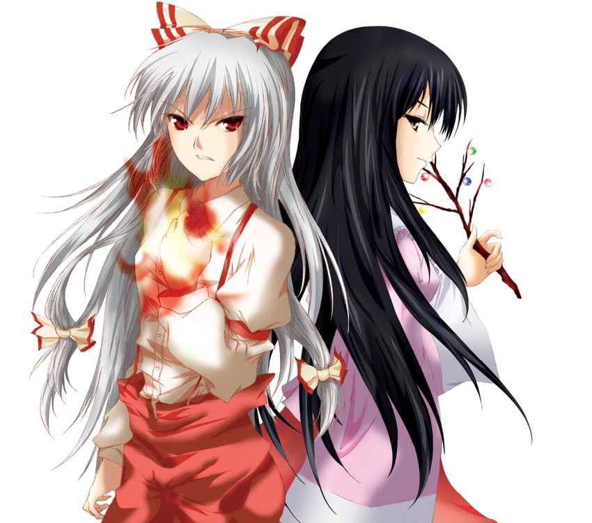 fujiwara no mokou and houraisan kaguya (touhou) drawn by yorimichi_(aoixx)