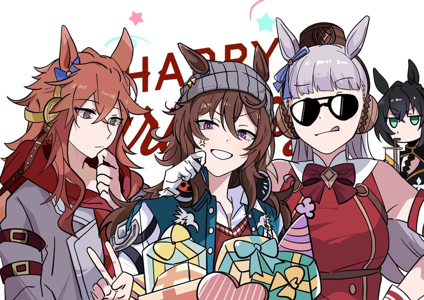 gold ship, nakayama festa, kin'iro ryotei, and orfevre (umamusume) drawn by kukmmo