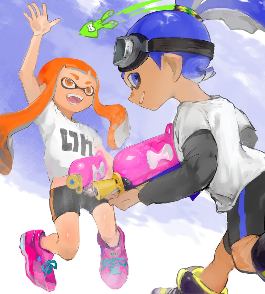 inkling player character, inkling girl, inkling boy, kaori, and john (splatoon and 1 more) drawn by ga4me4