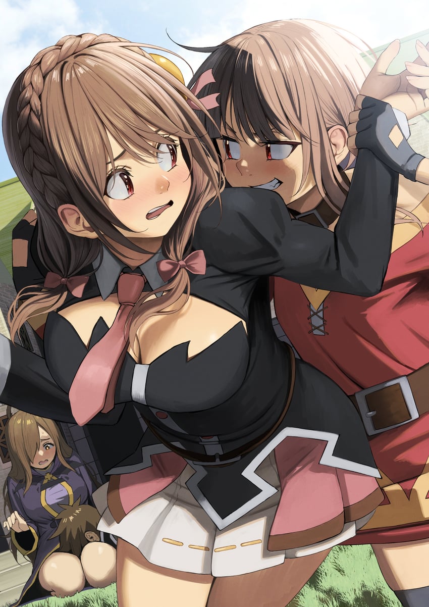 megumin, satou kazuma, yunyun, and wiz (kono subarashii sekai ni shukufuku wo!) drawn by izawa_(bhive003)